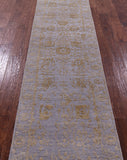 Grey Persian Tabriz Hand Knotted Wool & Silk Runner Rug - 2' 5" X 11' 11" - Golden Nile