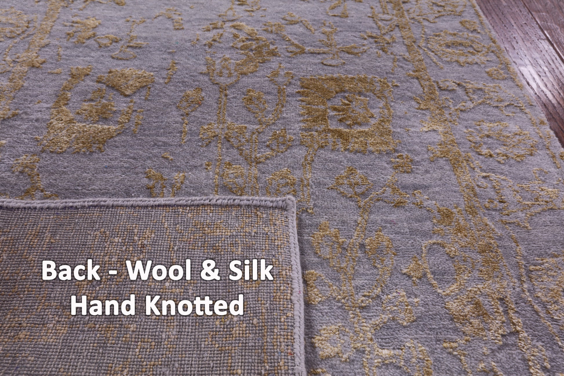 Grey Persian Tabriz Hand Knotted Wool & Silk Runner Rug - 2' 5" X 11' 11" - Golden Nile