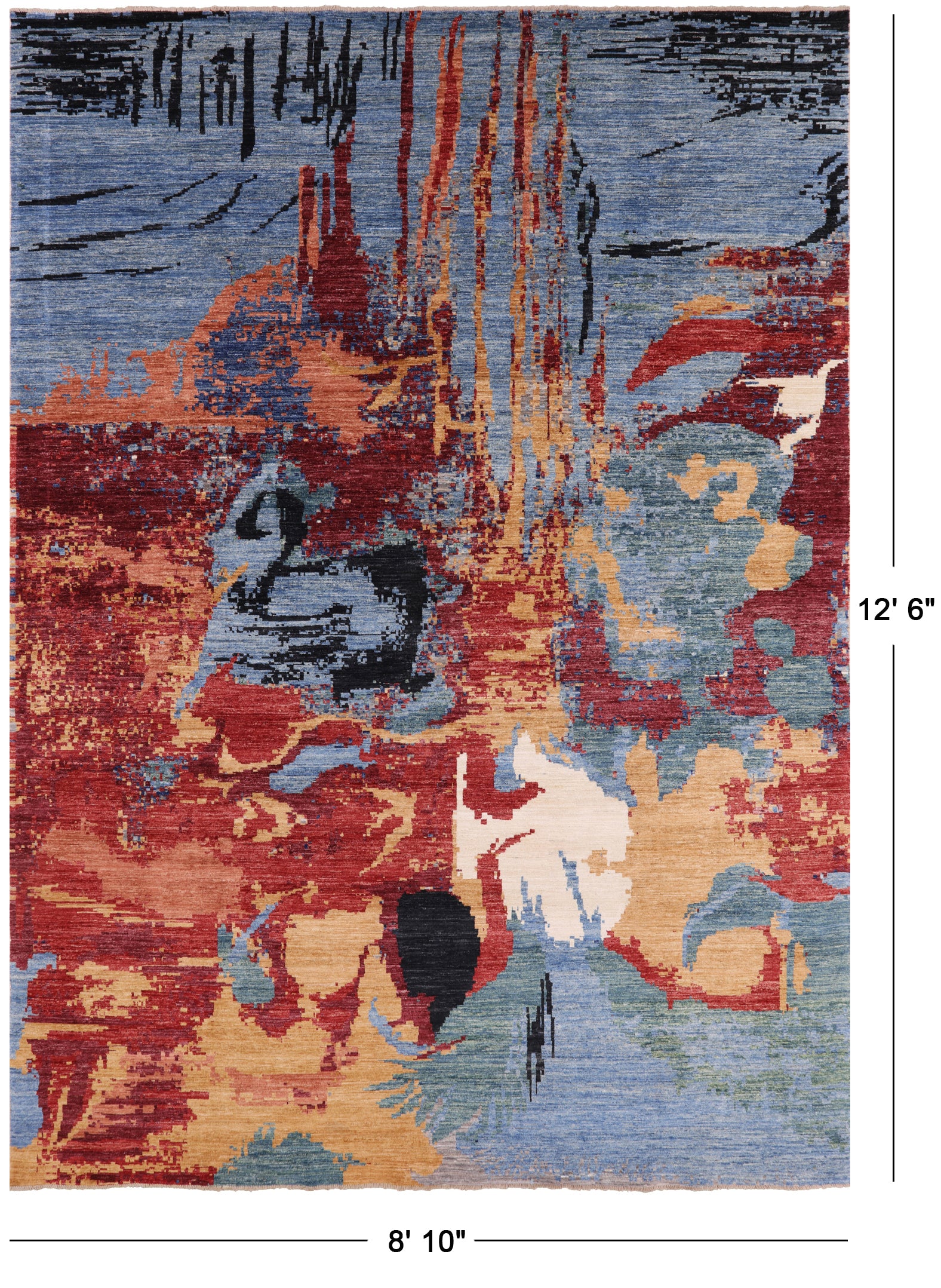 Abstract Modern Handmade Wool Area Rug - 8' 10" X 12' 6" - Golden Nile
