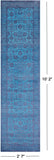 Blue Persian Tabriz Hand Knotted Wool & Silk Runner Rug - 2' 7" X 10' 2" - Golden Nile