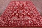 Red Persian Tabriz Hand Knotted Wool & Silk Rug - 7' 11" X 9' 10" - Golden Nile