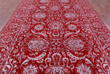 Red Persian Tabriz Hand Knotted Wool & Silk Rug - 7' 11" X 14' 2" - Golden Nile