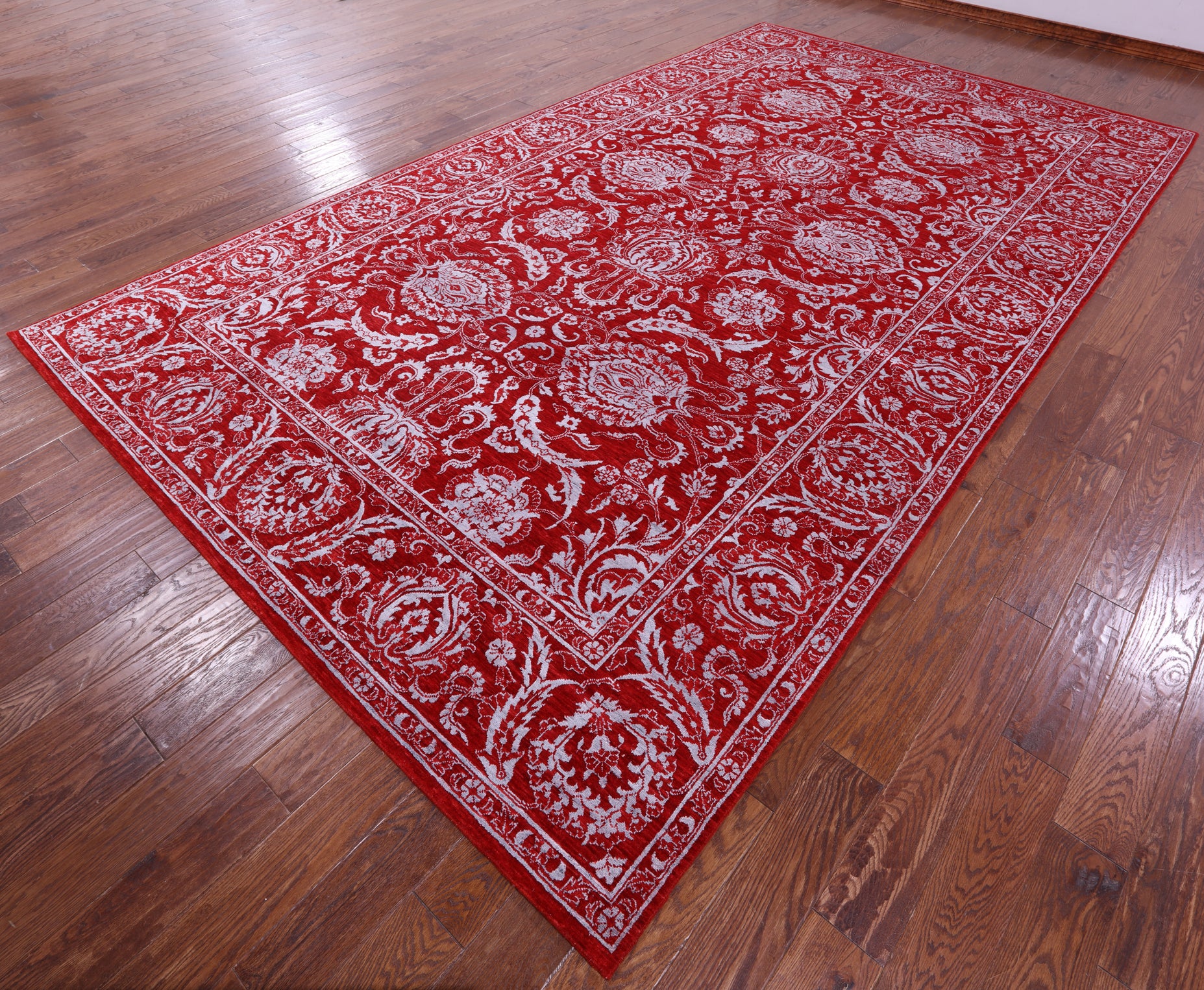 Red Persian Tabriz Hand Knotted Wool & Silk Rug - 7' 11" X 14' 2" - Golden Nile