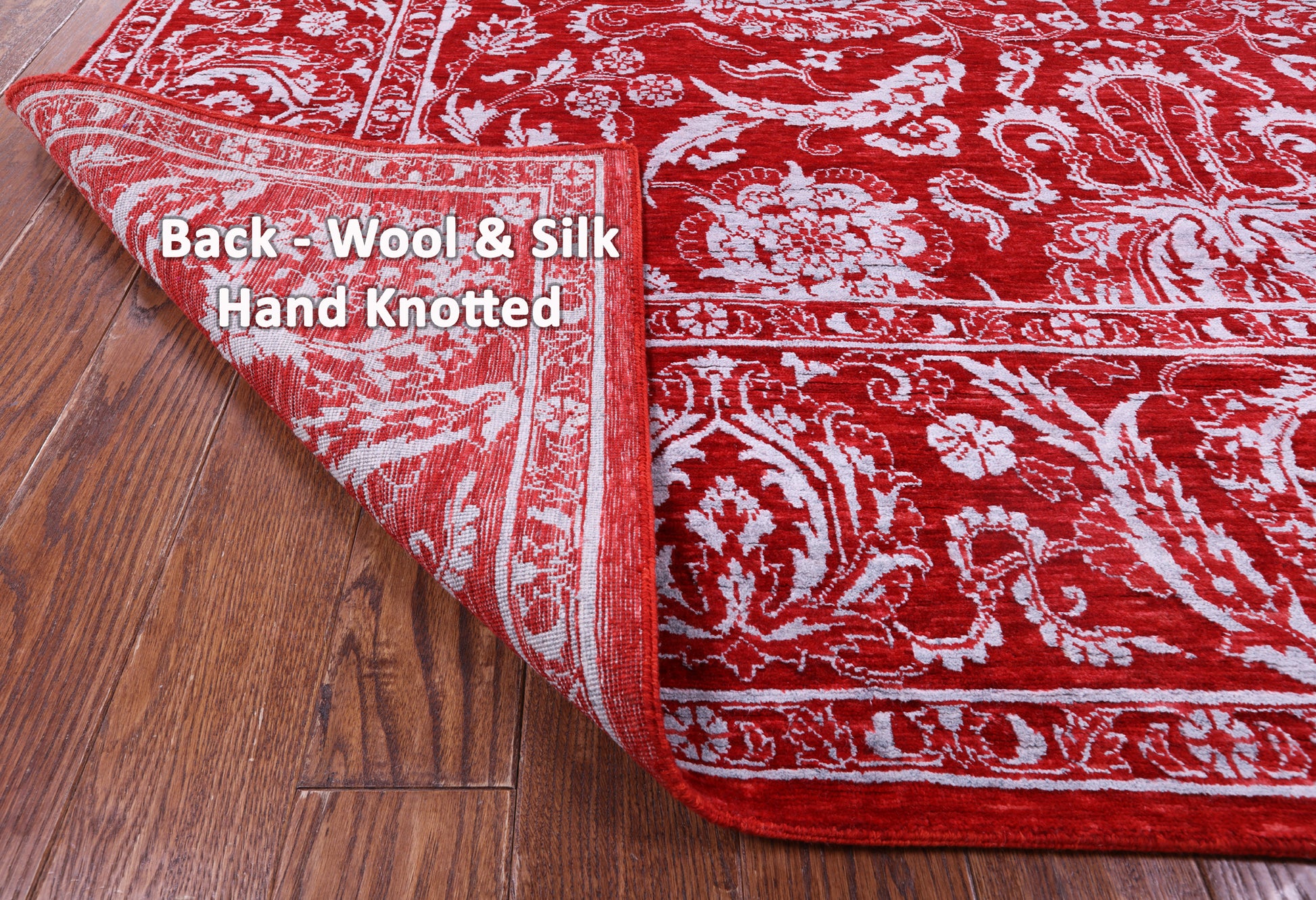 Red Persian Tabriz Hand Knotted Wool & Silk Rug - 7' 11" X 14' 2" - Golden Nile