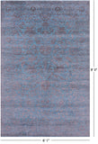 Blue Persian Tabriz Hand Knotted Wool & Silk Rug - 6' 1" X 9' 3" - Golden Nile