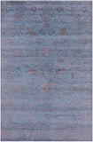 Blue Persian Tabriz Hand Knotted Wool & Silk Rug - 6' 1" X 9' 3" - Golden Nile
