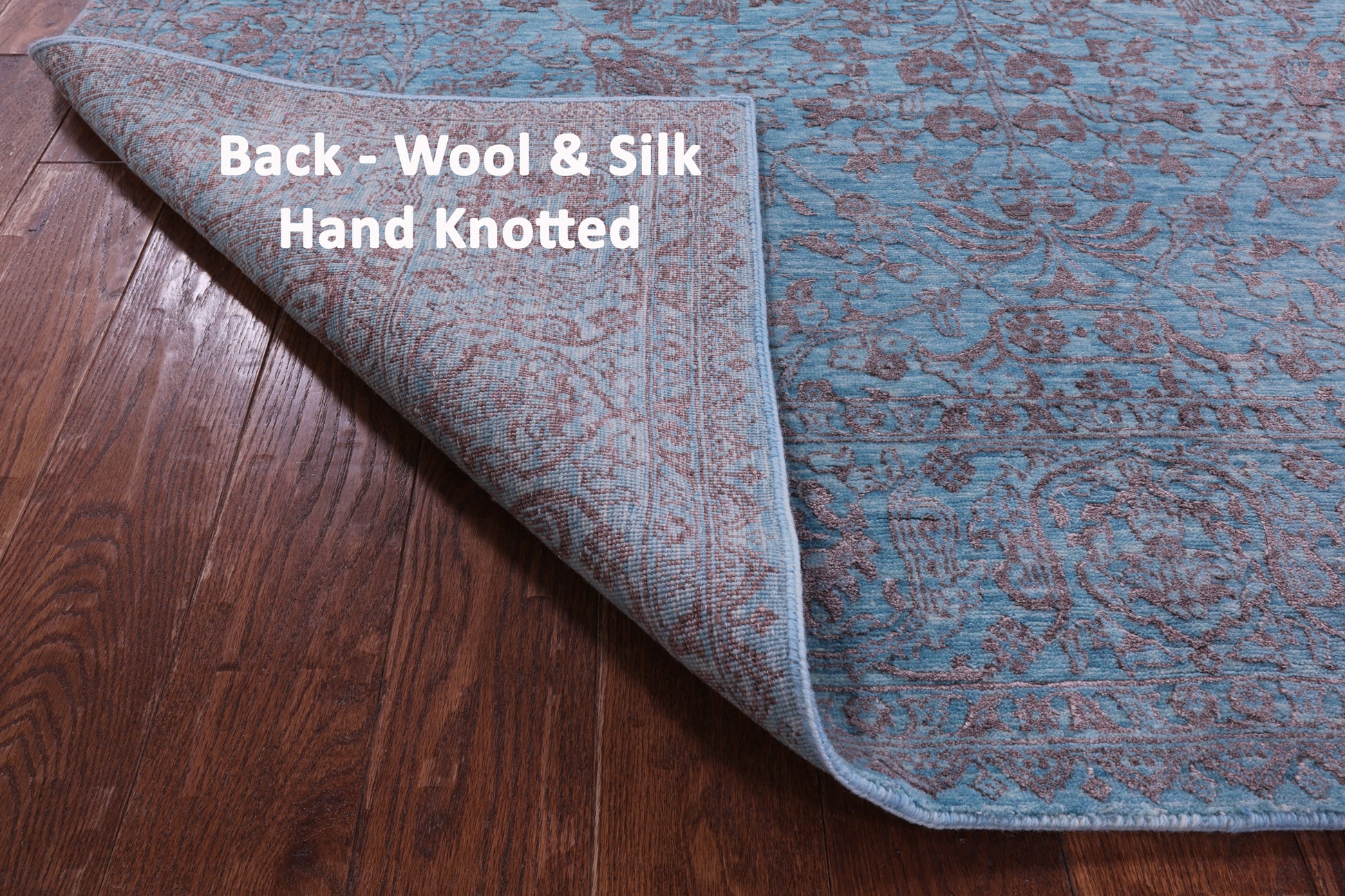 Blue Persian Tabriz Hand Knotted Wool & Silk Rug - 6' 1" X 9' 3" - Golden Nile