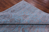 Blue Persian Tabriz Hand Knotted Wool & Silk Rug - 6' 1" X 9' 3" - Golden Nile