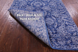 Blue Persian Tabriz Hand Knotted Wool & Silk Runner Rug - 2' 7" X 11' 0" - Golden Nile
