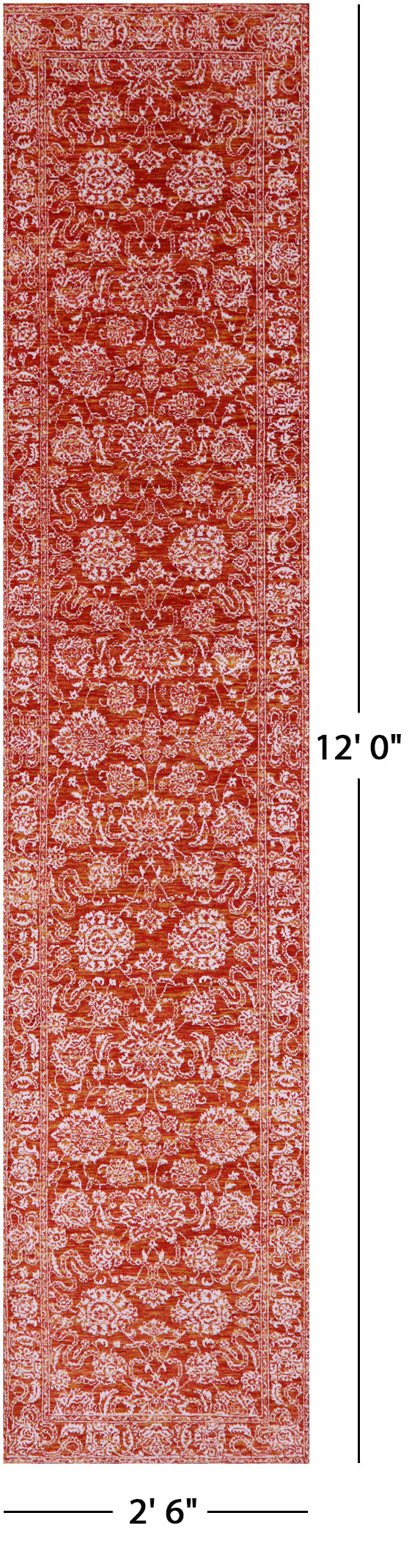 Orange Persian Tabriz Hand Knotted Wool & Silk Runner Rug - 2' 6" X 12' 0" - Golden Nile