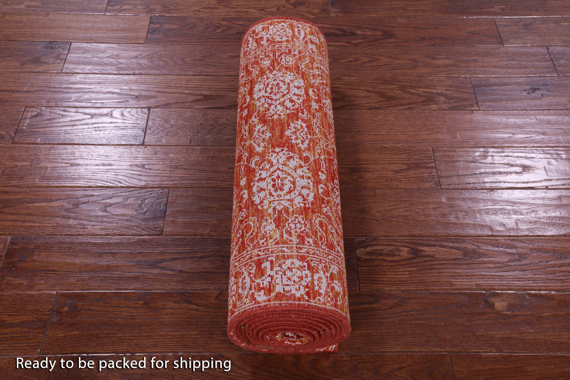 Orange Persian Tabriz Hand Knotted Wool & Silk Runner Rug - 2' 6" X 12' 0" - Golden Nile