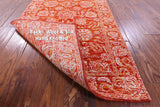 Orange Persian Tabriz Hand Knotted Wool & Silk Runner Rug - 2' 6" X 12' 0" - Golden Nile