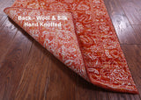 Orange Persian Tabriz Hand Knotted Wool & Silk Runner Rug - 2' 6" X 12' 0" - Golden Nile