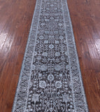Grey Persian Tabriz Hand Knotted Wool & Silk Runner Rug - 2' 6" X 15' 11" - Golden Nile