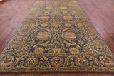 Grey Persian Tabriz Hand Knotted Wool & Silk Rug - 7' 11" X 13' 11" - Golden Nile