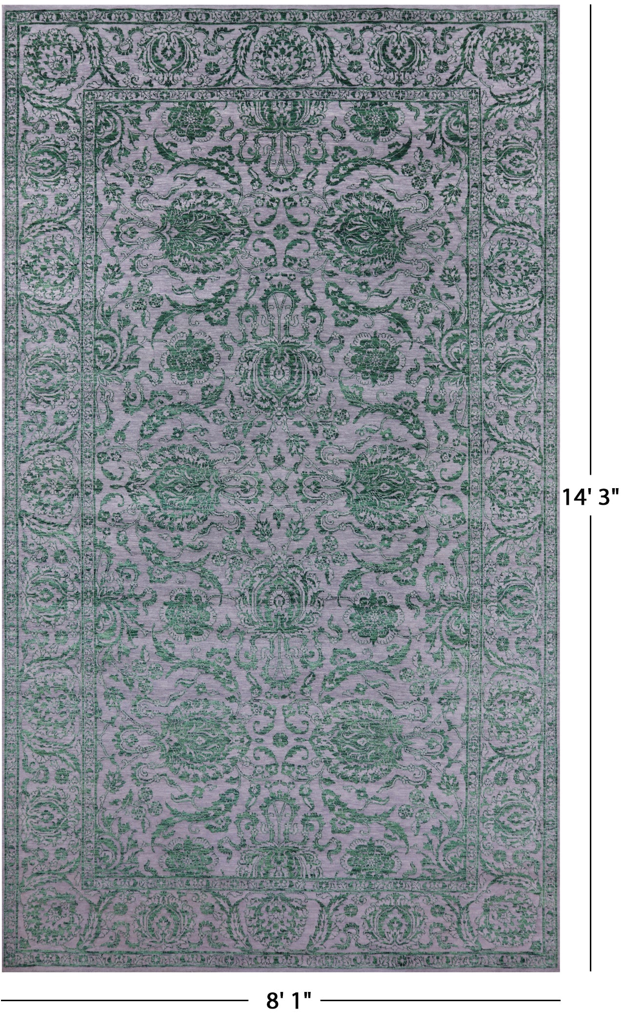 Grey Persian Tabriz Hand Knotted Wool & Silk Rug - 8' 1" X 14' 3" - Golden Nile