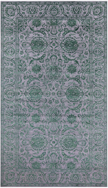 Grey Persian Tabriz Hand Knotted Wool & Silk Rug - 8' 1" X 14' 3" - Golden Nile