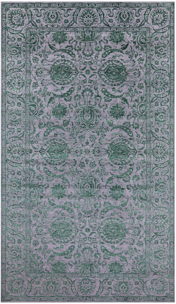 Grey Persian Tabriz Hand Knotted Wool & Silk Rug - 8' 1" X 14' 3" - Golden Nile