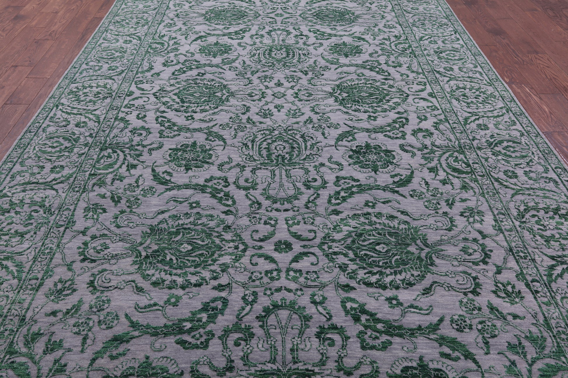 Grey Persian Tabriz Hand Knotted Wool & Silk Rug - 8' 1" X 14' 3" - Golden Nile