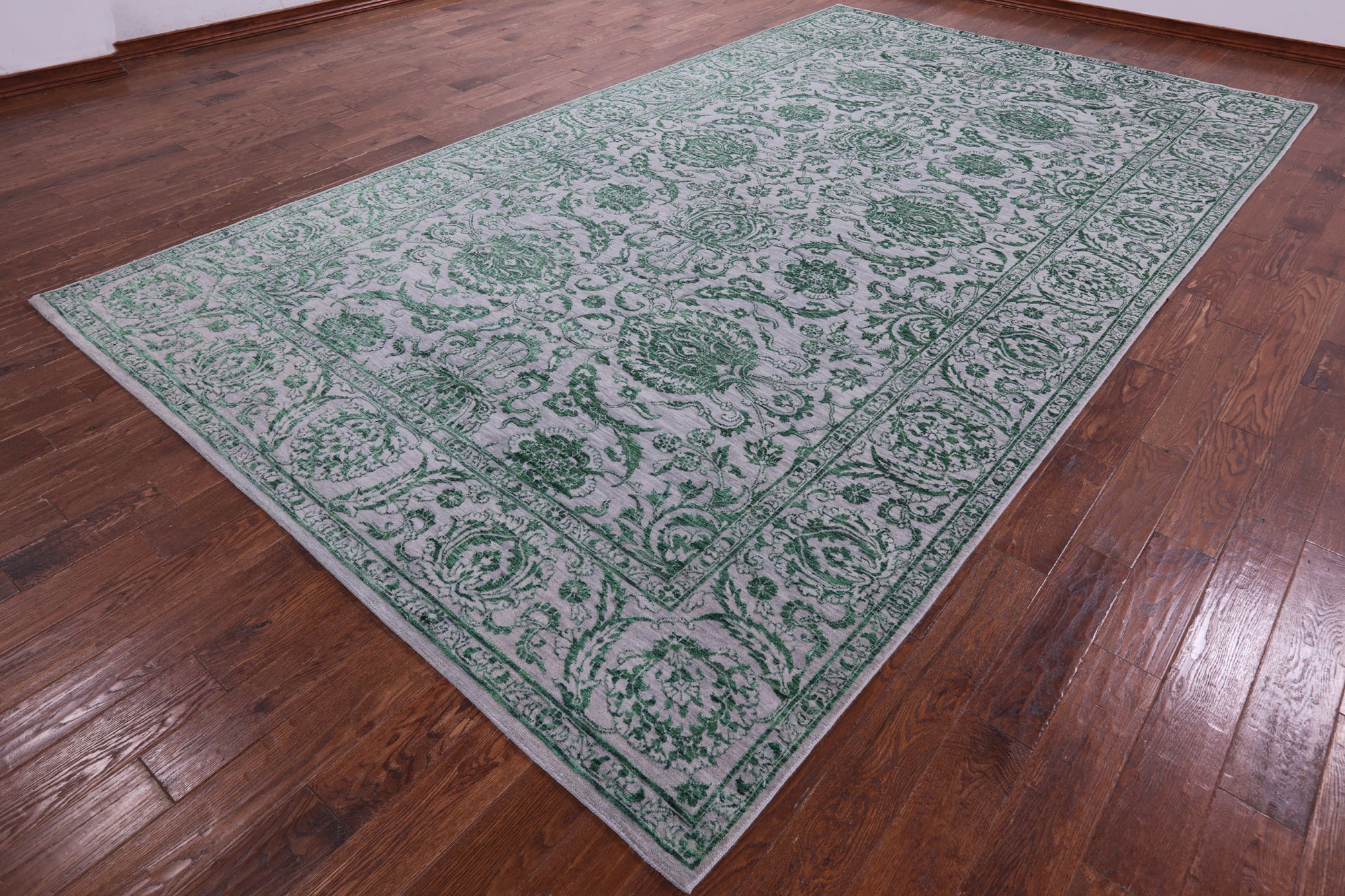 Grey Persian Tabriz Hand Knotted Wool & Silk Rug - 8' 1" X 14' 3" - Golden Nile