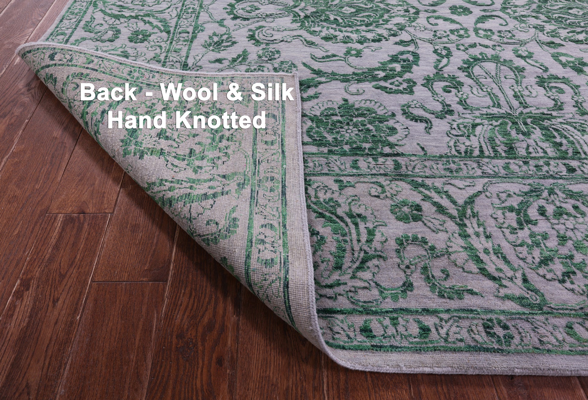 Grey Persian Tabriz Hand Knotted Wool & Silk Rug - 8' 1" X 14' 3" - Golden Nile