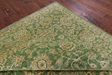 Green Persian Tabriz Hand Knotted Wool & Silk Rug - 9' 0" X 12' 0" - Golden Nile