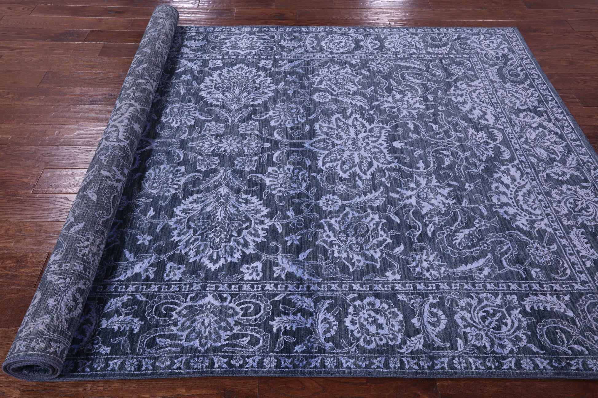 Grey Persian Tabriz Hand Knotted Wool & Silk Rug - 6' 1" X 9' 2" - Golden Nile