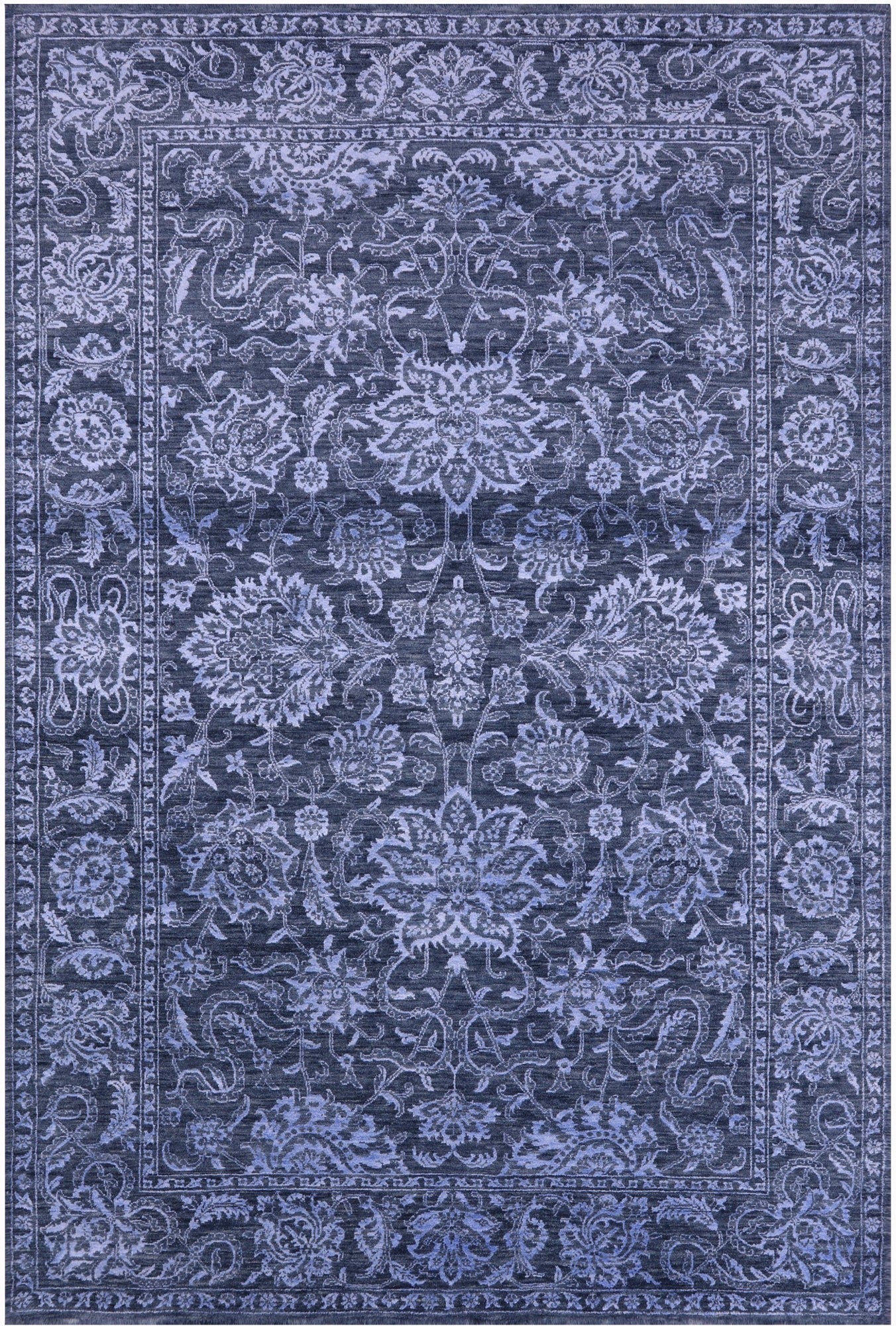 Grey Persian Tabriz Hand Knotted Wool & Silk Rug - 6' 1" X 9' 2" - Golden Nile