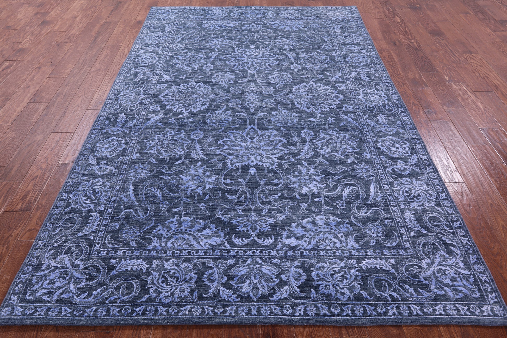 Grey Persian Tabriz Hand Knotted Wool & Silk Rug - 6' 1" X 9' 2" - Golden Nile
