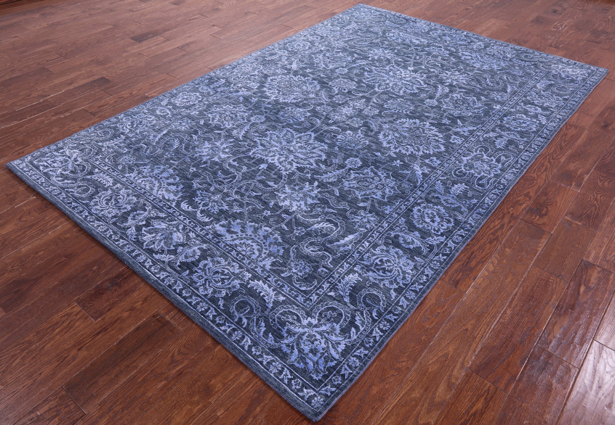 Grey Persian Tabriz Hand Knotted Wool & Silk Rug - 6' 1" X 9' 2" - Golden Nile