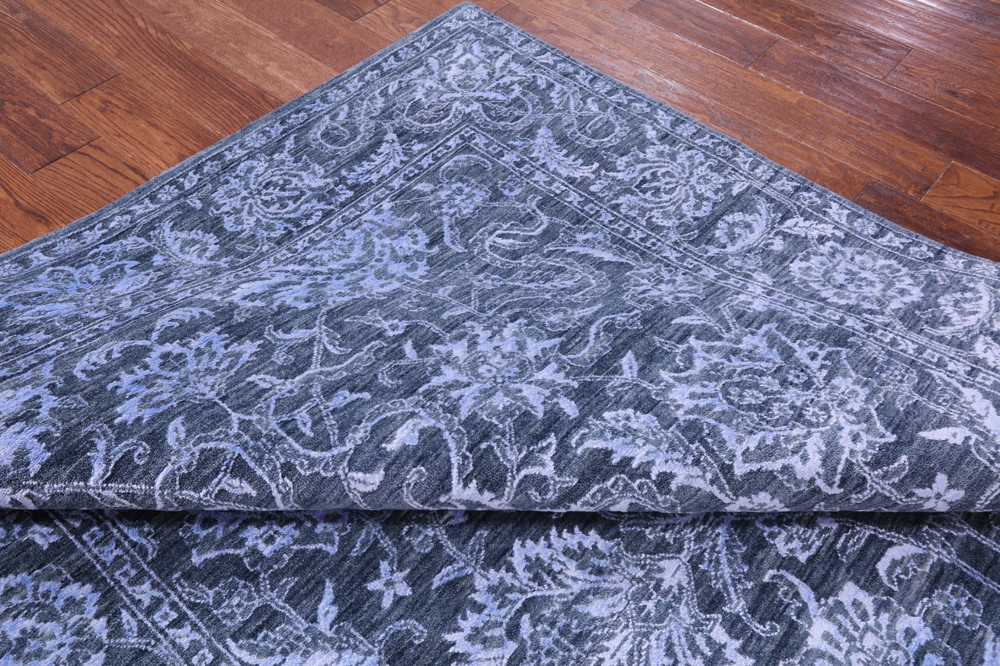 Grey Persian Tabriz Hand Knotted Wool & Silk Rug - 6' 1" X 9' 2" - Golden Nile