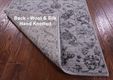 Grey Persian Tabriz Hand Knotted Wool & Silk Runner Rug - 2' 8" X 9' 11" - Golden Nile