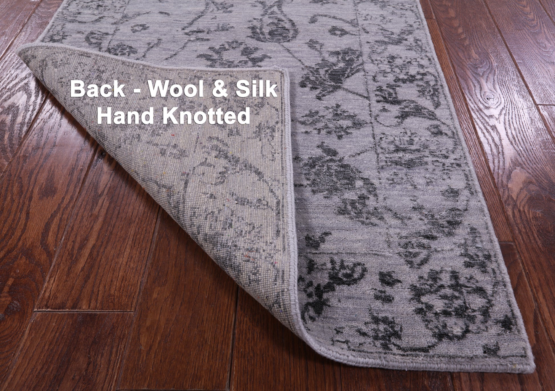 Grey Persian Tabriz Hand Knotted Wool & Silk Runner Rug - 2' 8" X 9' 11" - Golden Nile