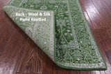 Green Persian Tabriz Hand Knotted Wool & Silk Runner Rug - 2' 8" X 17' 9" - Golden Nile