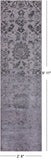Grey Persian Tabriz Handmade Wool & Silk Runner Rug - 2' 8" X 9' 11"