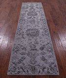 Grey Persian Tabriz Handmade Wool & Silk Runner Rug - 2' 8" X 9' 11" - Golden Nile