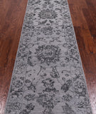 Grey Persian Tabriz Handmade Wool & Silk Runner Rug - 2' 8" X 9' 11"