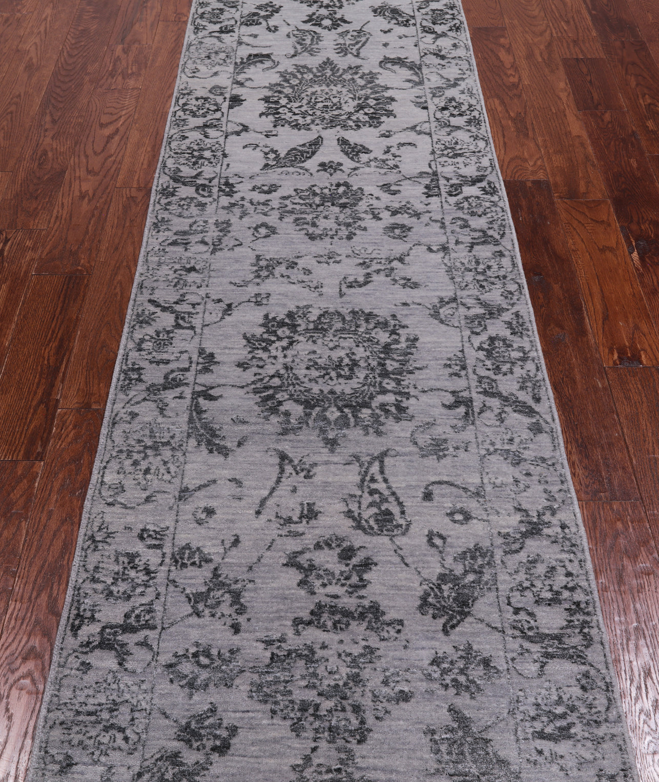 Grey Persian Tabriz Handmade Wool & Silk Runner Rug - 2' 8" X 9' 11"