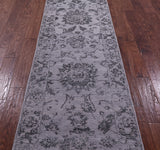Grey Persian Tabriz Handmade Wool & Silk Runner Rug - 2' 8" X 9' 11" - Golden Nile