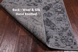 Grey Persian Tabriz Handmade Wool & Silk Runner Rug - 2' 8" X 9' 11"
