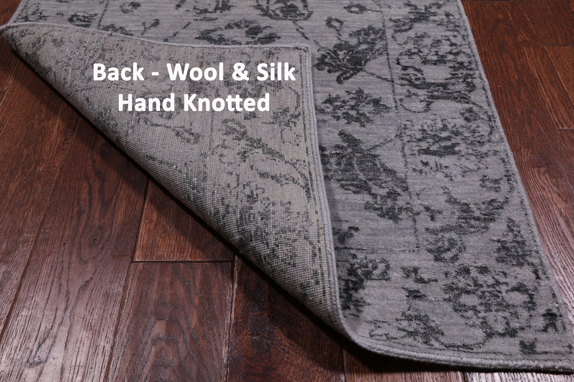 Grey Persian Tabriz Handmade Wool & Silk Runner Rug - 2' 8" X 9' 11"