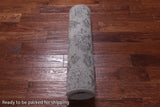 Grey Persian Tabriz Handmade Wool & Silk Runner Rug - 2' 8" X 9' 11"