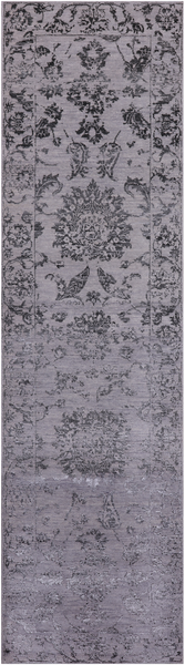 Grey Persian Tabriz Handmade Wool & Silk Runner Rug - 2' 8" X 9' 11"