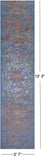 Blue Contemporary Hand Knotted Wool & Silk Runner Rug - 2' 7" X 12' 2" - Golden Nile
