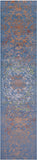 Blue Contemporary Hand Knotted Wool & Silk Runner Rug - 2' 7" X 12' 2" - Golden Nile