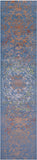 Blue Contemporary Hand Knotted Wool & Silk Runner Rug - 2' 7" X 12' 2" - Golden Nile