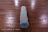 Blue Contemporary Hand Knotted Wool & Silk Runner Rug - 2' 7" X 12' 2" - Golden Nile