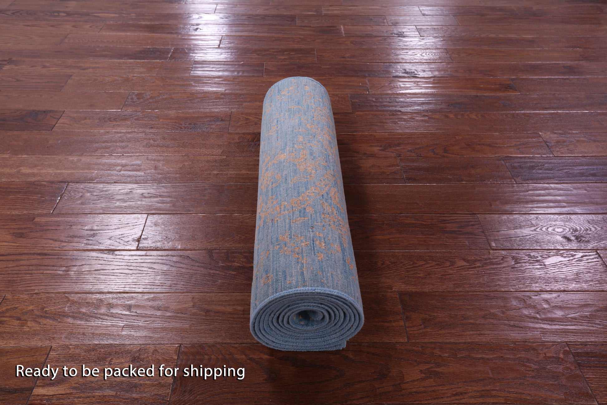 Blue Contemporary Hand Knotted Wool & Silk Runner Rug - 2' 7" X 12' 2" - Golden Nile