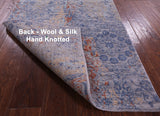 Grey Abstract Contemporary Hand Knotted Wool & Silk Runner Rug - 2' 6" X 12' 0" - Golden Nile
