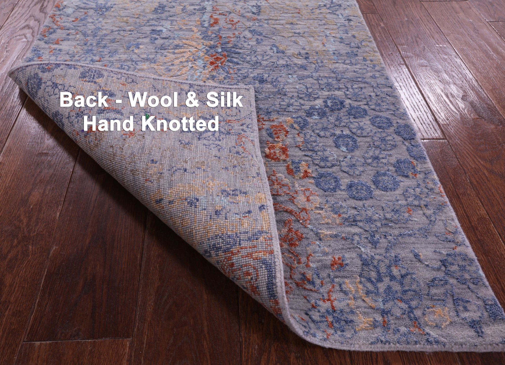 Grey Abstract Contemporary Hand Knotted Wool & Silk Runner Rug - 2' 6" X 12' 0" - Golden Nile